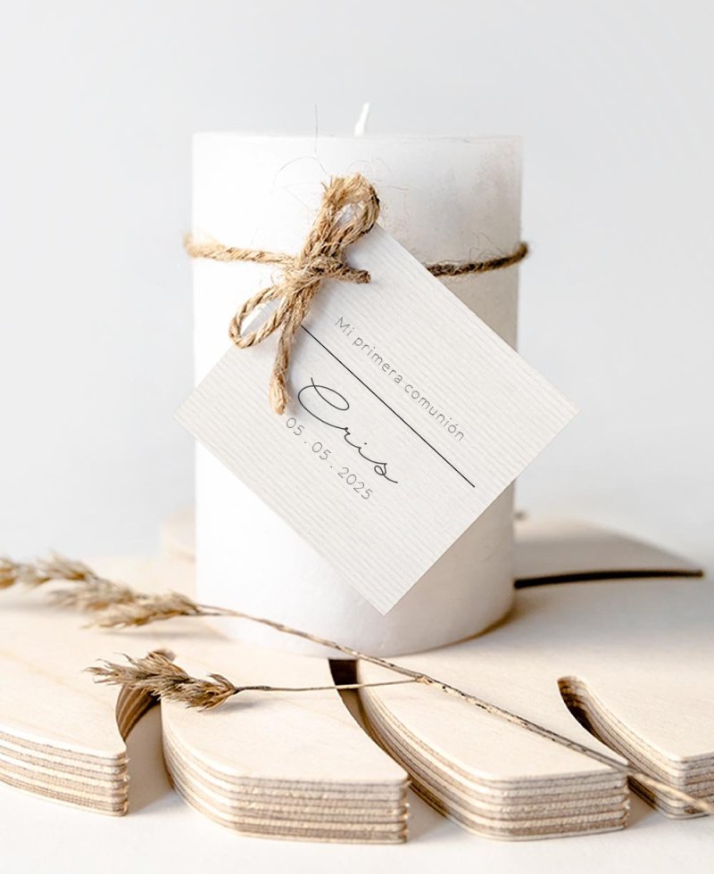 Étiquettes carrées pour cadeaux de communion marguerites