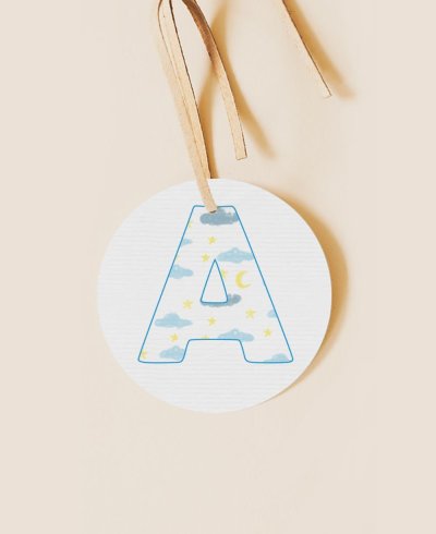Round label for initial communions clouds