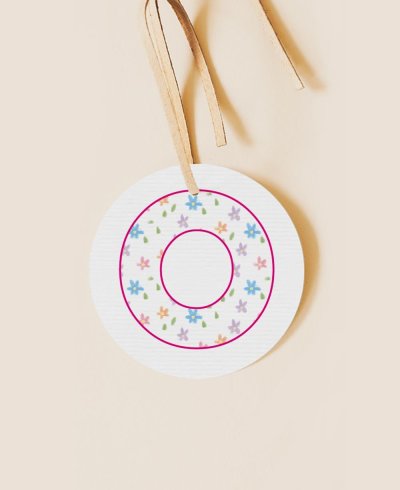 Etichetta rotonda per comunioni colori iniziali fiori