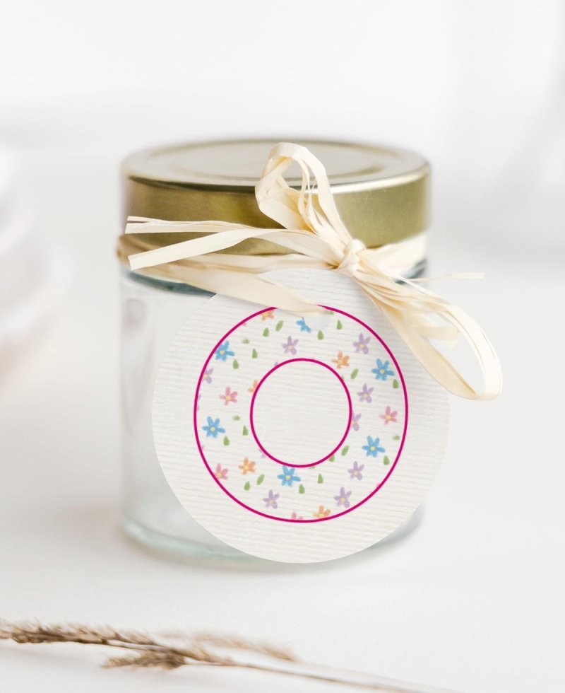 Étiquettes circulaires pour les fleurs de communion initiale