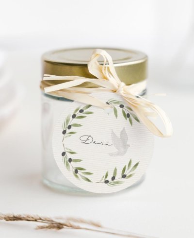 Étiquettes circulaires pour la communion des olives