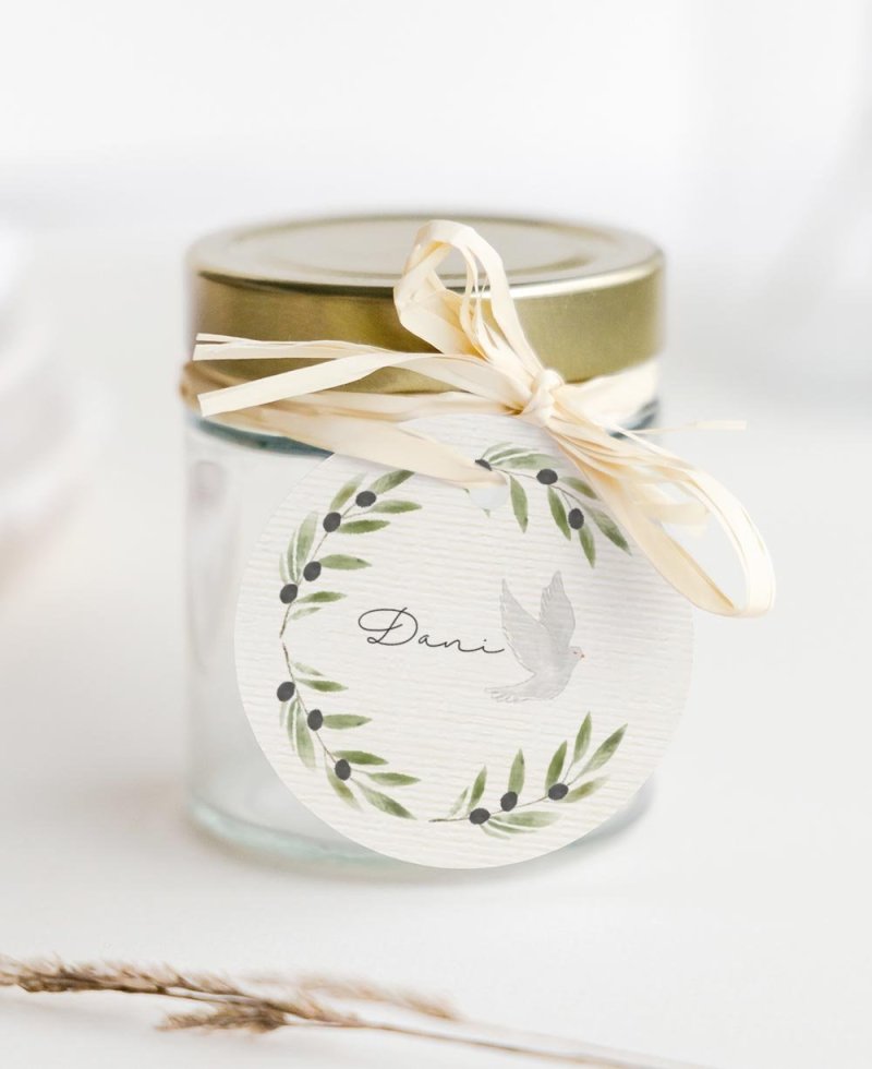 Étiquettes circulaires pour la communion des olives