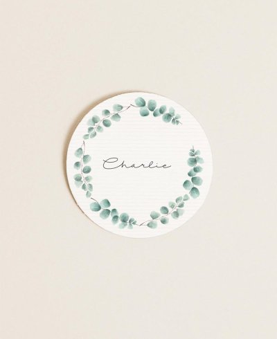Autocollant rond eucalyptus pour communions