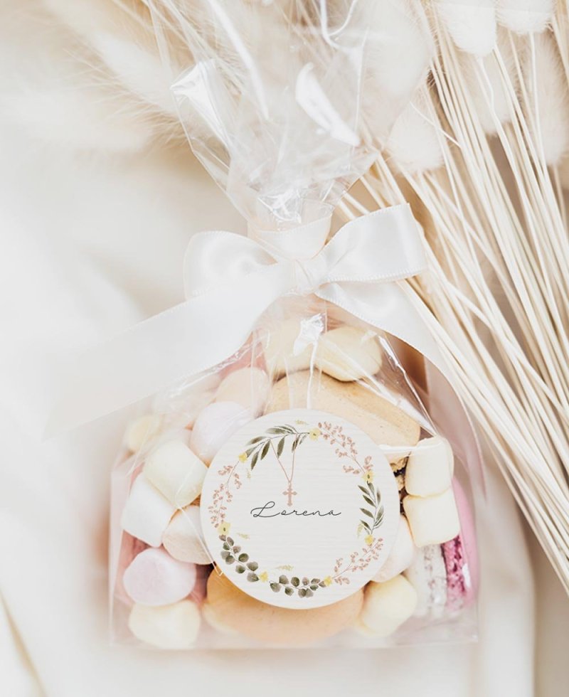 Round adhesive for communions, crosses and flowers Round adhesive for communions, crosses and flowers