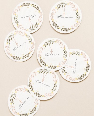 Autocollants circulaires pour les fleurs de détails de communion