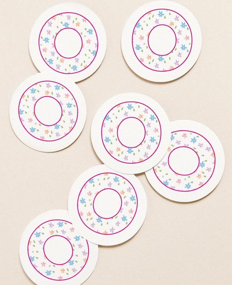 Autocolantes circulares para detalhes de comunhão de flores Autocolantes circulares para detalhes de comunhão de flores