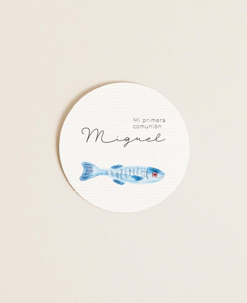Autocollant rond pour communions poissons de mer Autocollant rond pour communions poissons de mer