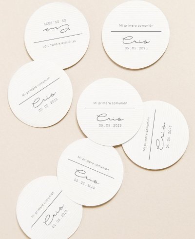 Pegatinas circulares para detalles de comunión margaritas