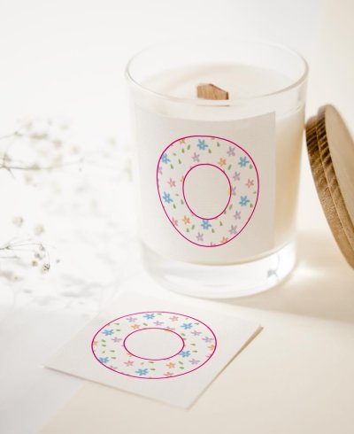 Pegatinas cuadradas para detalles de comunión flores