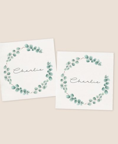 Autocollant carré pour communions de fleurs d’eucalyptus