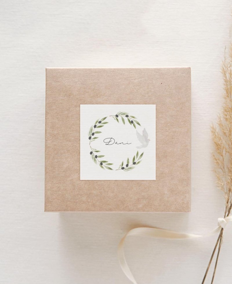 Square adhesive for olive communions Square adhesive for olive communions