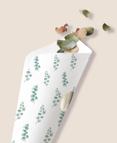 Cornets de bonbons à l’eucalyptus détail de première communion