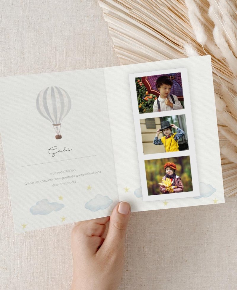Recordatorios para comunión elegantes con fotos globo Recordatorios para comunión elegantes con fotos globo