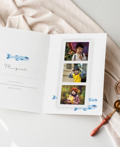 Recordatorios para comunión elegantes con fotos marinera