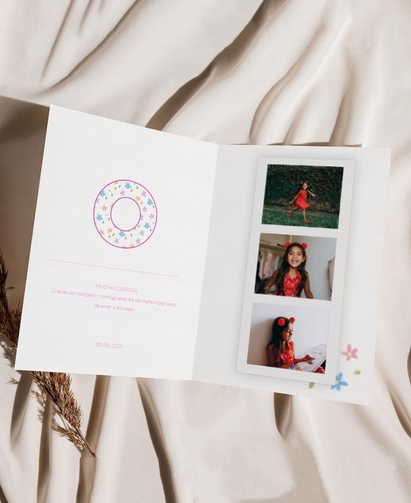 Recordatorios para comunión elegantes con fotos flores Recordatorios para comunión elegantes con fotos flores