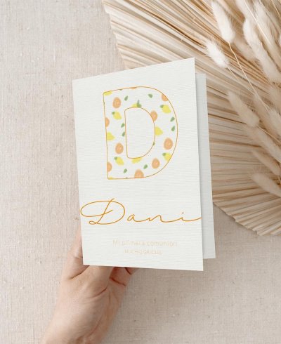 Recordatorio de comunión personalizado frutas