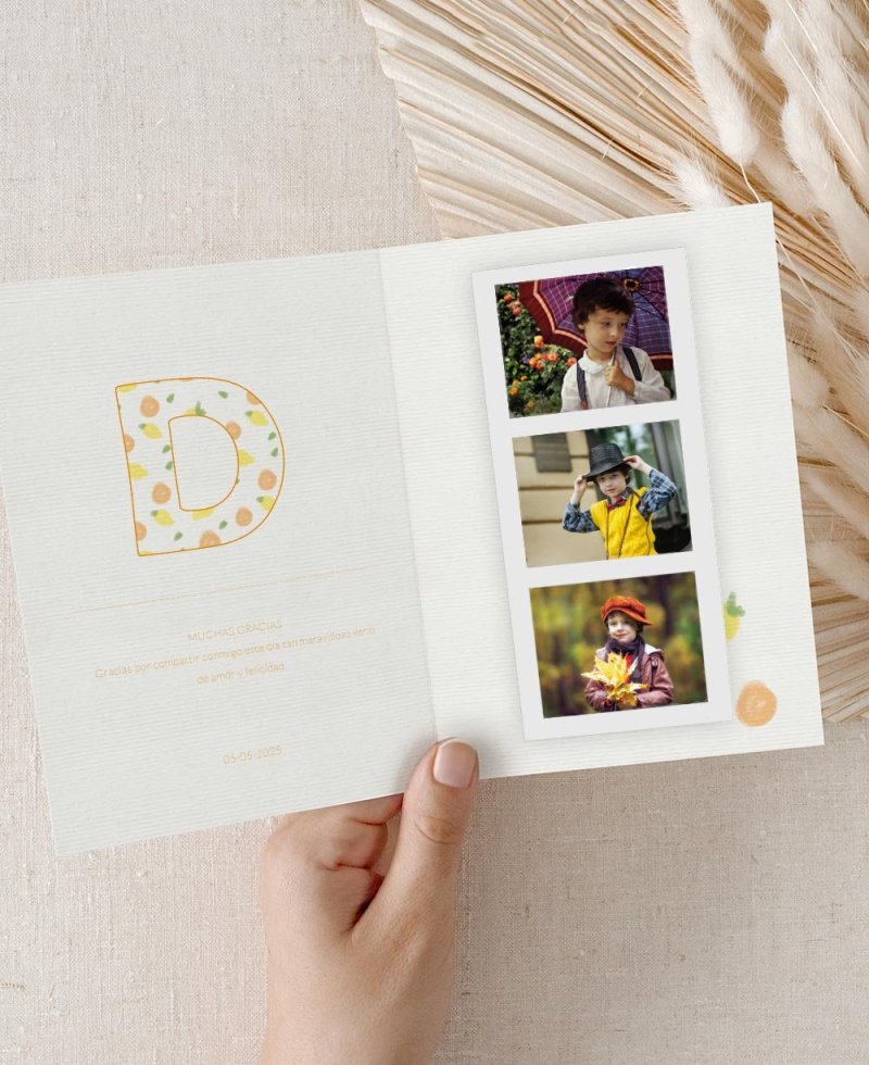 Recordatorios para comunión elegantes con fotos frutas Recordatorios para comunión elegantes con fotos frutas