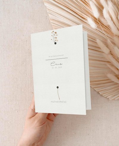Recordatorios para comunión elegantes con fotos flor