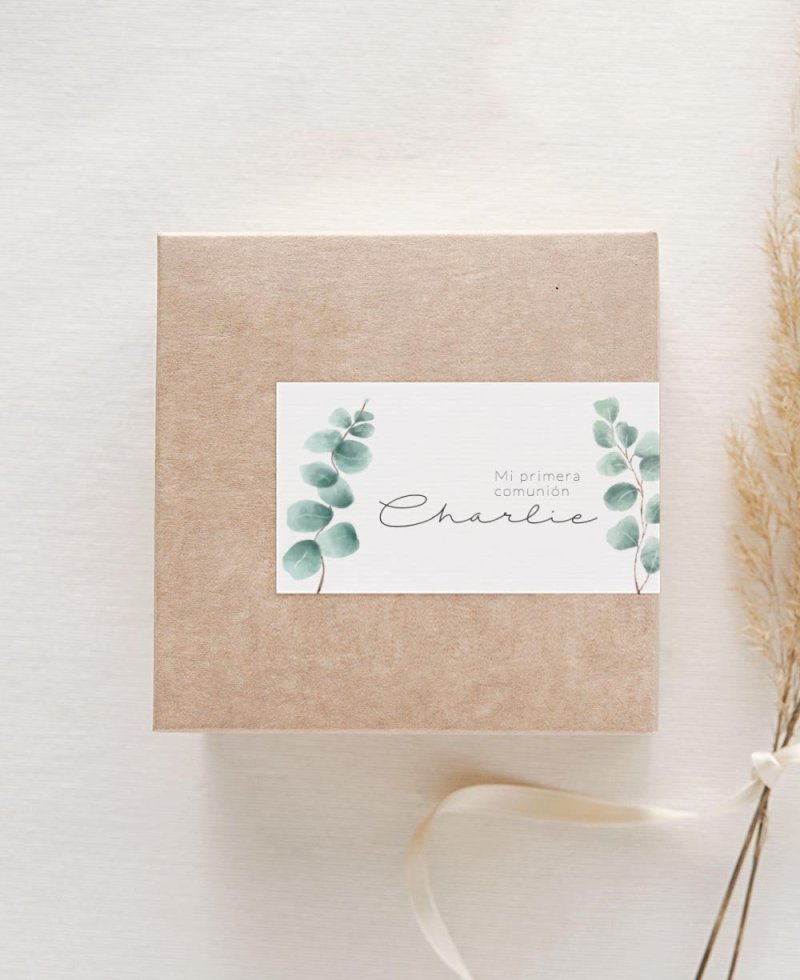 Rectangular horizontal eucalyptus communion sticker Rectangular horizontal eucalyptus communion sticker