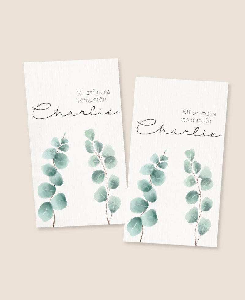 Autocollants de communion rectangulaires verticaux eucalyptus Autocollants de communion rectangulaires verticaux eucalyptus