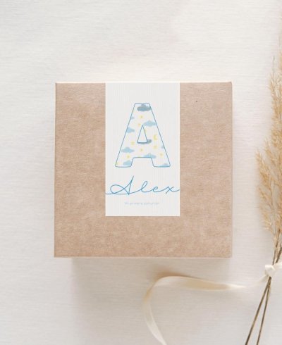 Rectangular vertical communion sticker clouds