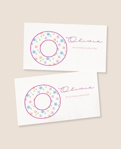 Stickers fleurs de communion rectangulaires horizontaux