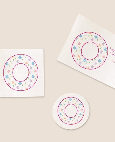 Formatos pegatinas para comuniones flores
