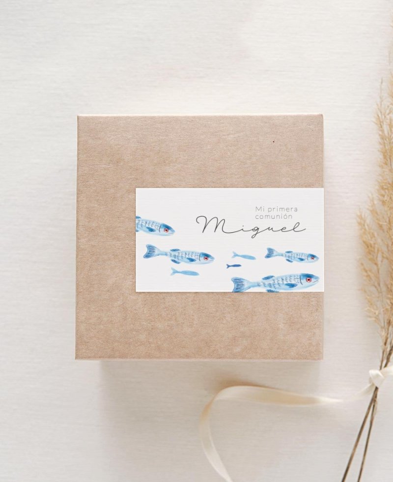 Rectangular horizontal communion fish sticker Rectangular horizontal communion fish sticker