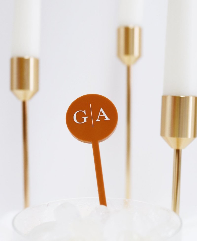 Personalizado iniciales agitadores para bebidas boda