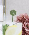 Agitador de boda personalizado iniciales hexágono