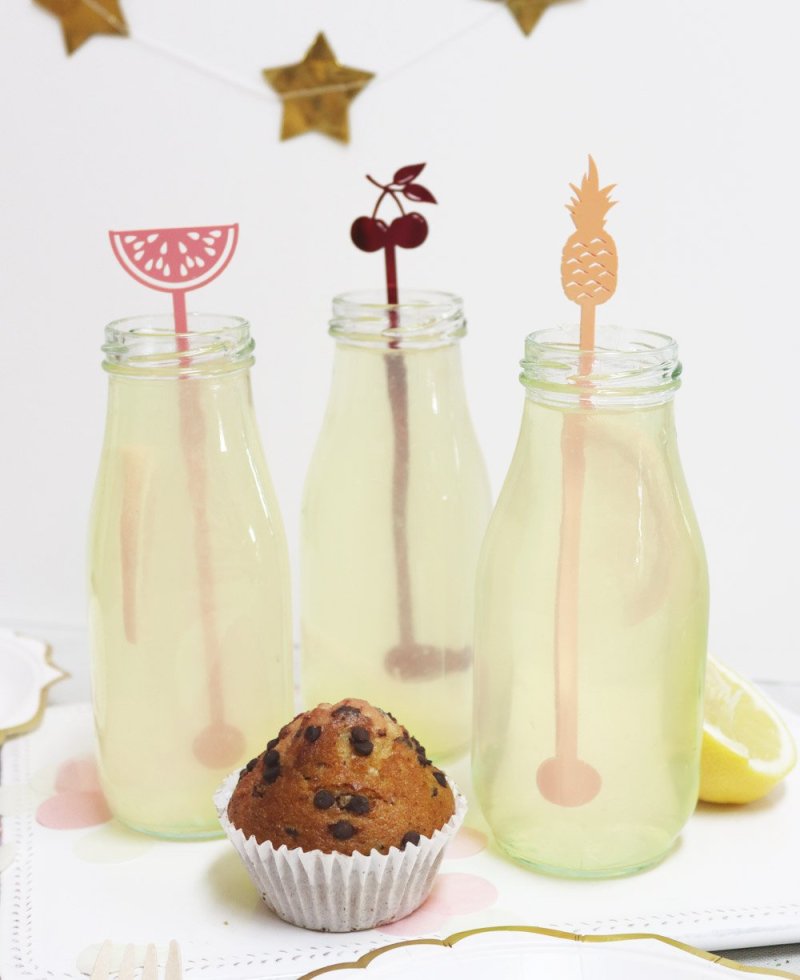 Agitadores para fiestas de cumpleaños inspiración frutal