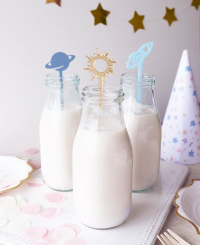 Removedores para bebidas de cumpleaños cohete sol planeta