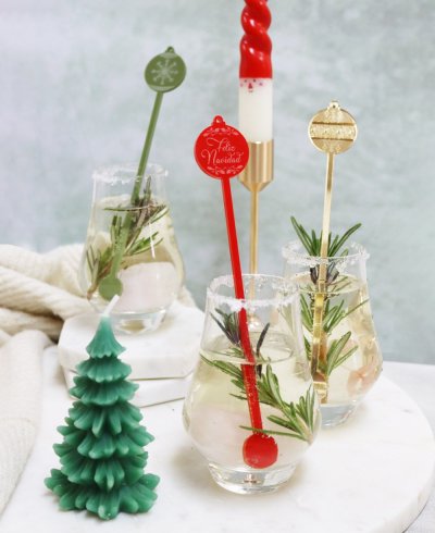 Pack de agitadores para bebidas bolas de navidad