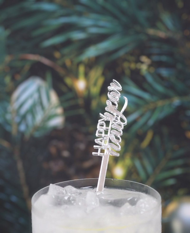 Agitadores de bebidas navideñas happy new year