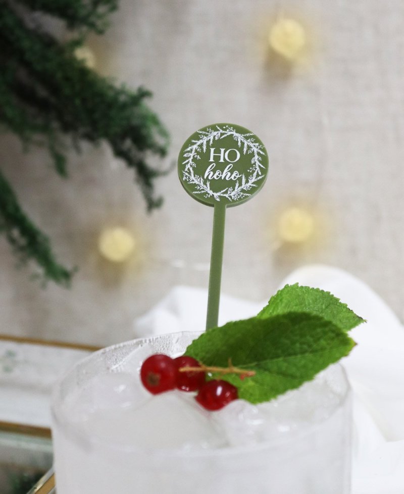 Agitadores de bebidas para navidad acebo Agitadores de bebidas para navidad acebo