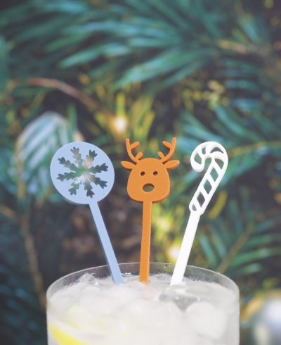 Pack de agitadores para bebidas reno de navidad