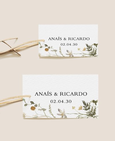 Tamaños etiquetas para bodas primavera