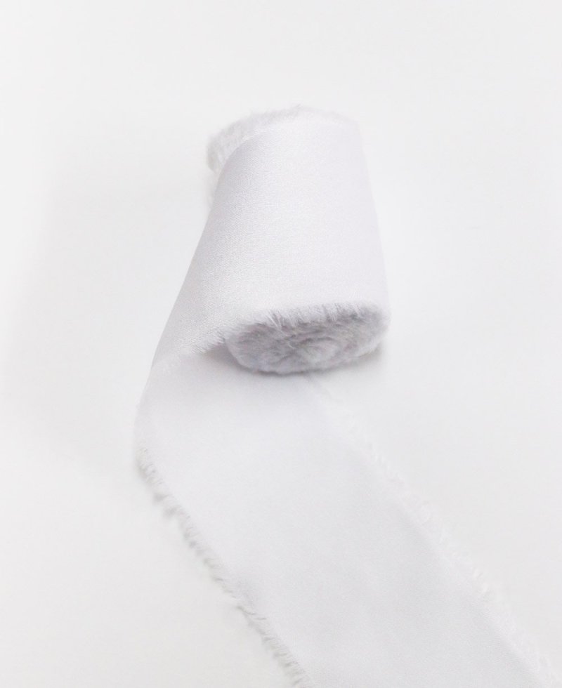 Cinta de seda ancha blanco algodón