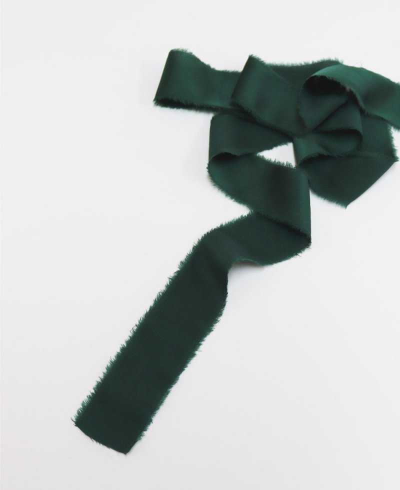 Cintas de seda verde oscuro para ramos