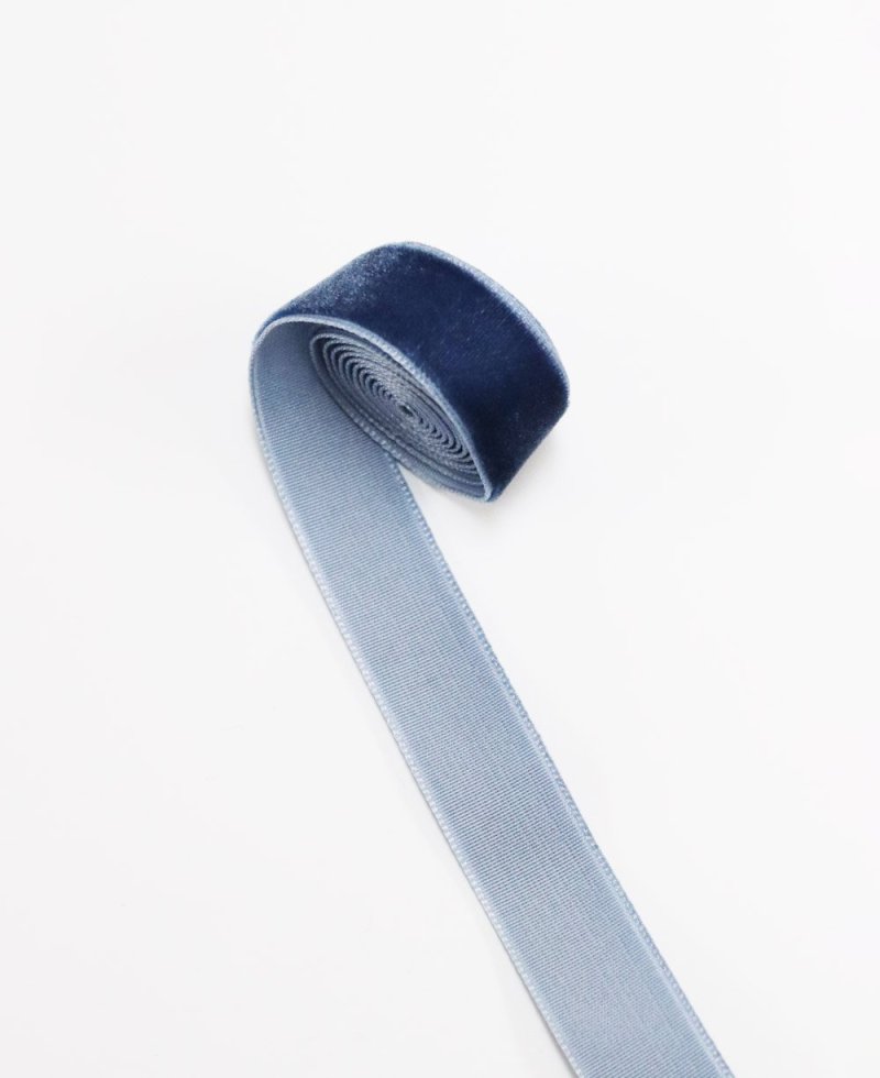 Cintas de terciopelo finas azul oscuro para ramos