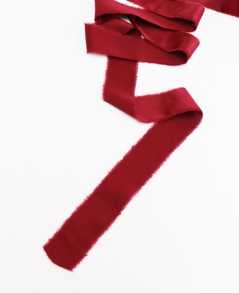 Cinta de seda ancha rojo burdeos