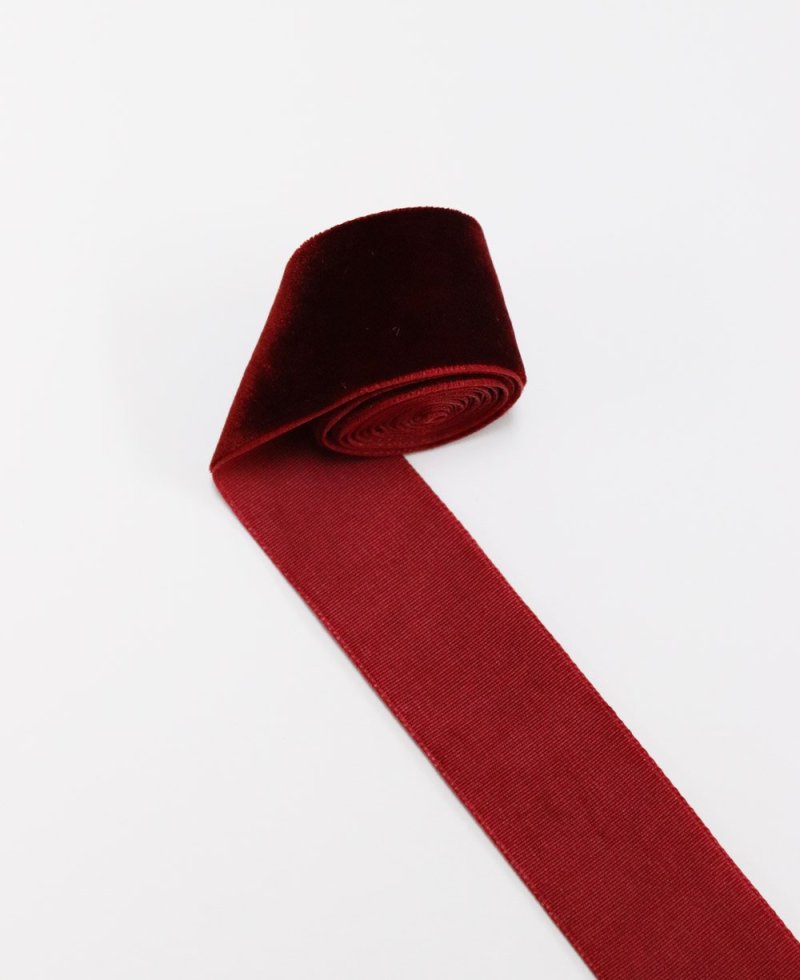 Cintas de terciopelo rojo burdeos para ramos