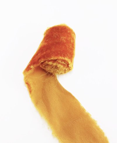 Cinta de terciopelo ancha terracota deshilachada