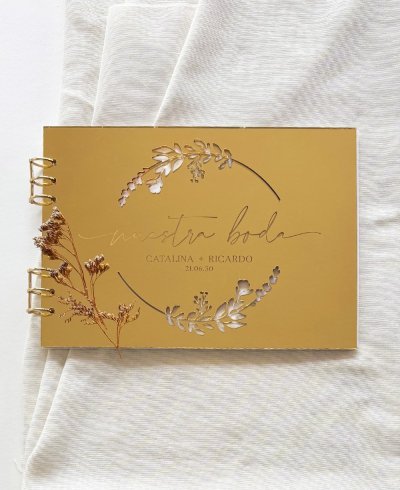 Libro de firmas de boda dorado