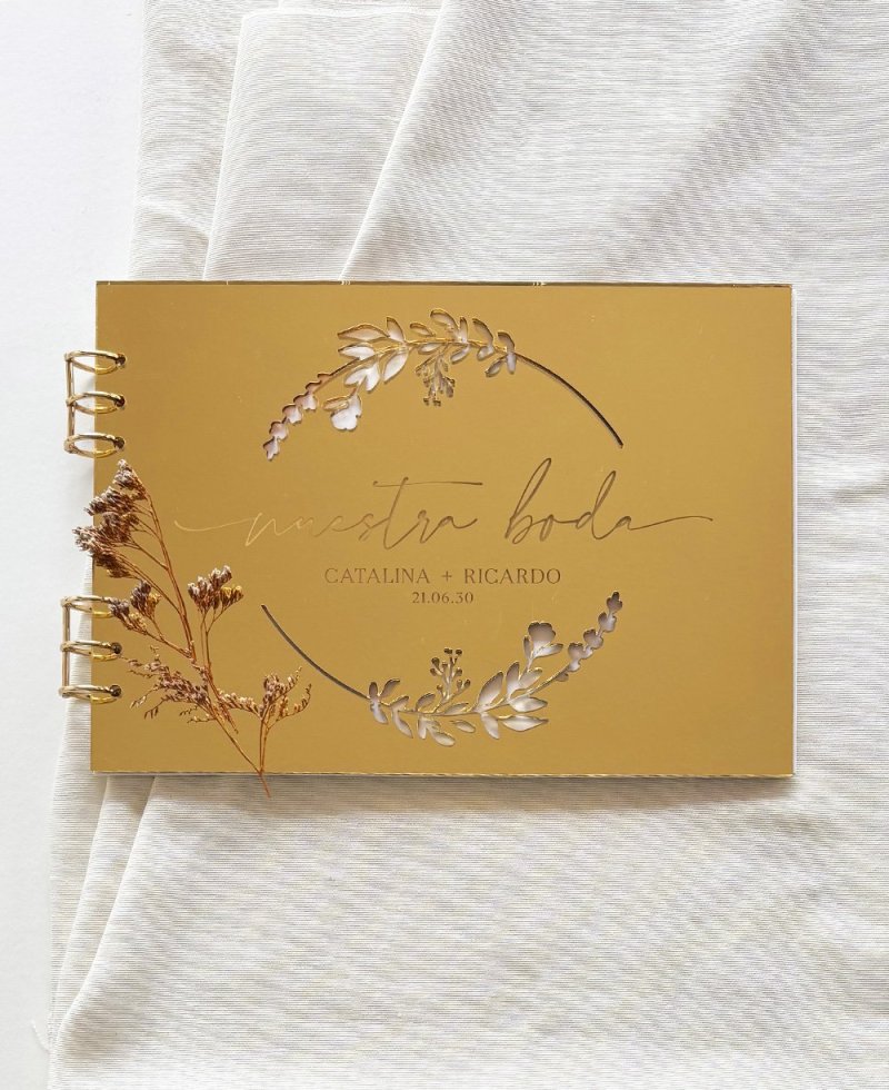 Libro de firmas de boda dorado