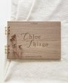 Libro de firmas con nombres de madera
