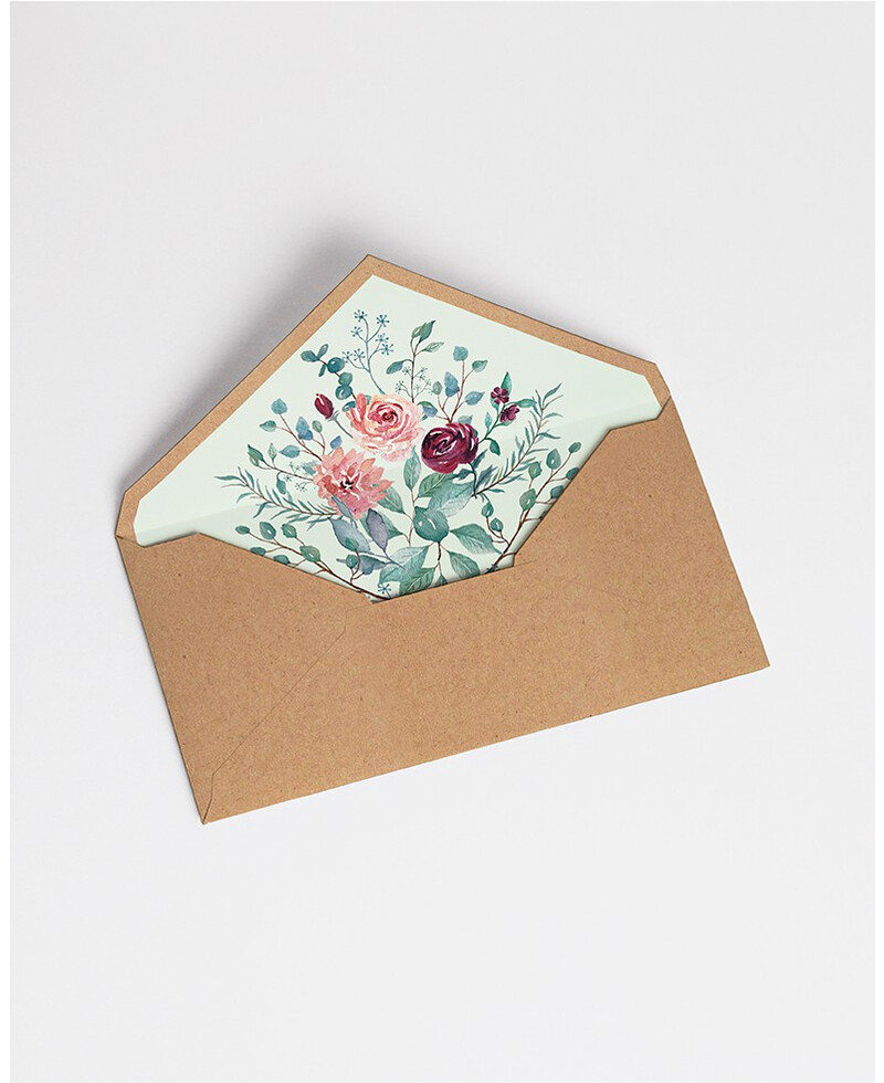 Envelopes Forrados com Eucalipto e Rosas | Marmarina Envelopes Forrados com Eucalipto e Rosas | Marmarina