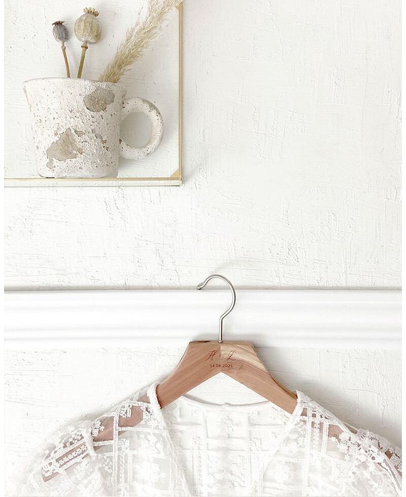 Wedding Hanger Cedar Initials Date