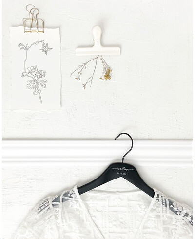 Black Wedding Hanger Name Date