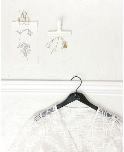 Black Wedding Hanger Initials Date